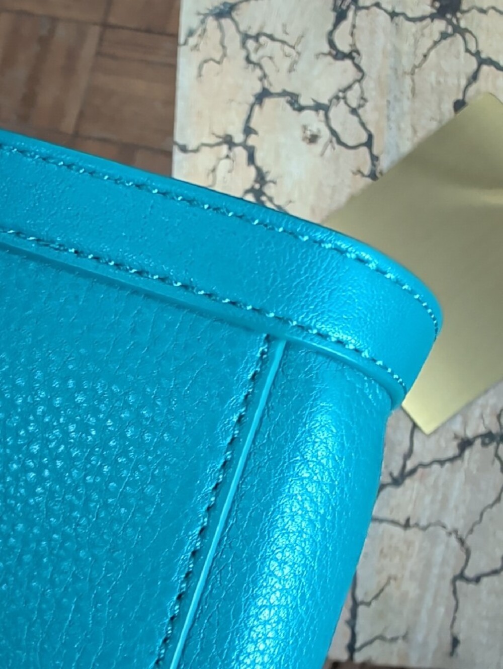 Vera Bradley Teal Blue Mini Satchel with Gold Hardware minor Stain On Front - Picture 8 of 13